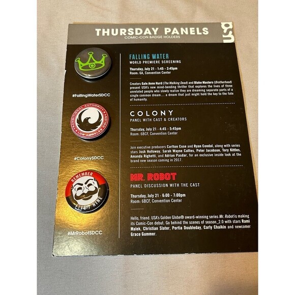 USA Network Comic-Con Badge Holders Limited Exition Collectors Buttons / Pins - Picture 1 of 5